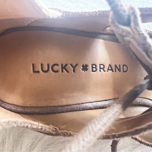 Lucky Brand 👣 Tazu Leather Suede Block Heel Sandals - Picture 9 of 12